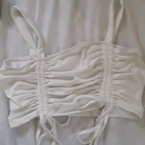 White ruched tank top